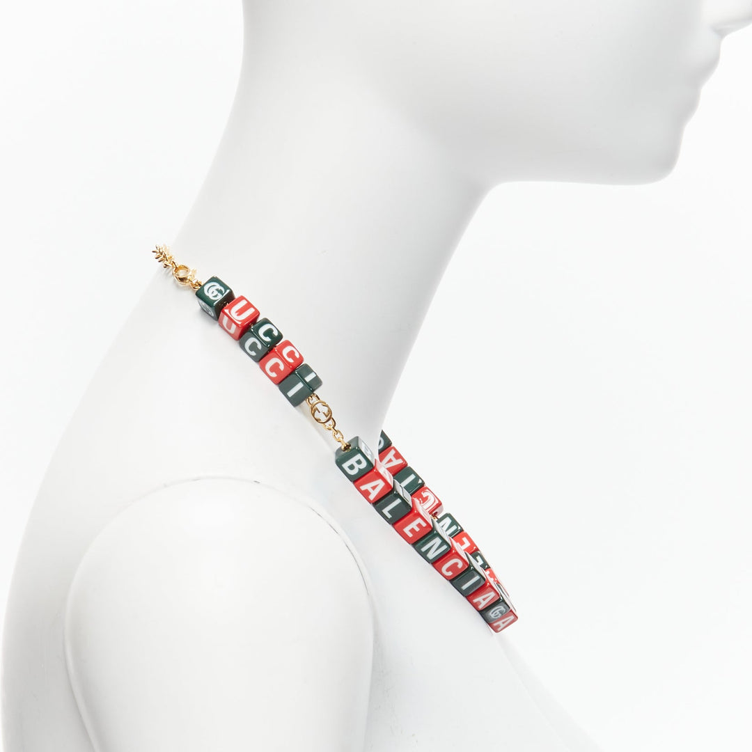 GUCCI BALENCIAGA 2021 Hacker Project Symbols red green cubes short necklace