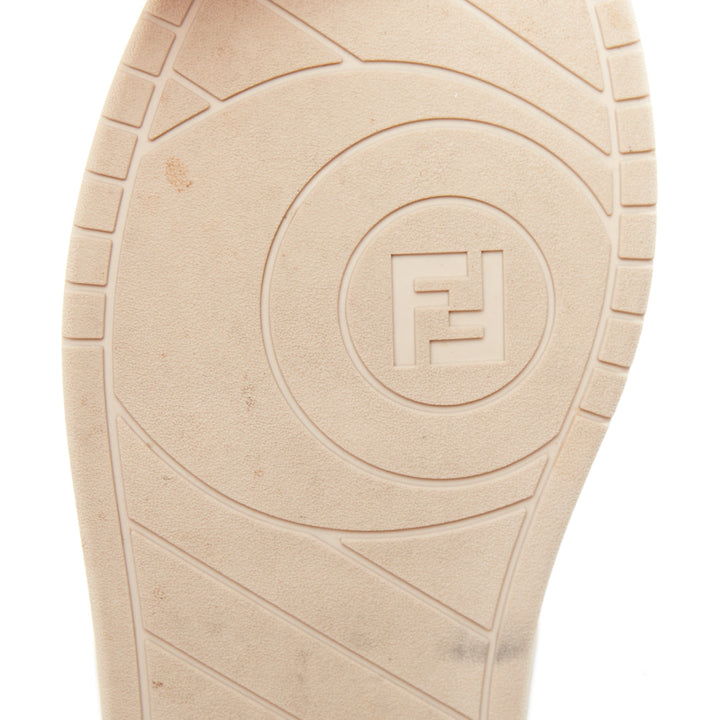 FENDI Match Low beige pink leather FF logo flat chunky sneakers EU35