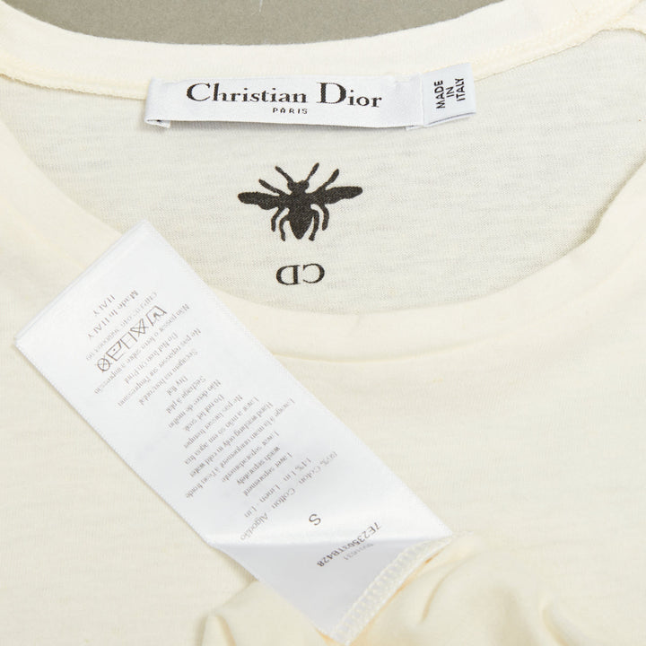 DIOR 2017 Runway DioRevolution off white cotton linen graphic jersey tshirt S