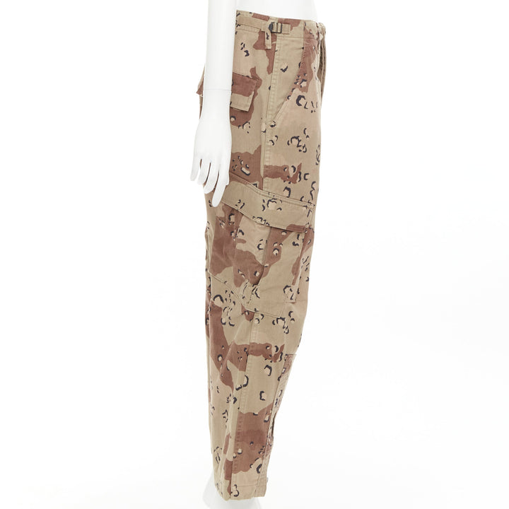 REDONE Desert Camo beige brown cotton blend camouflage cargo cropped pants S