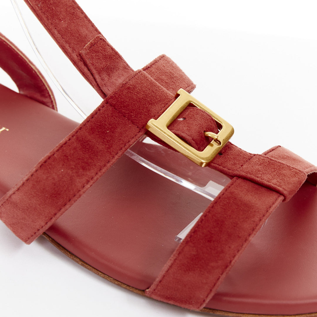 CHRISTIAN DIOR 2018 Double D dusty rose suede cage gladiator flat sandals EU37