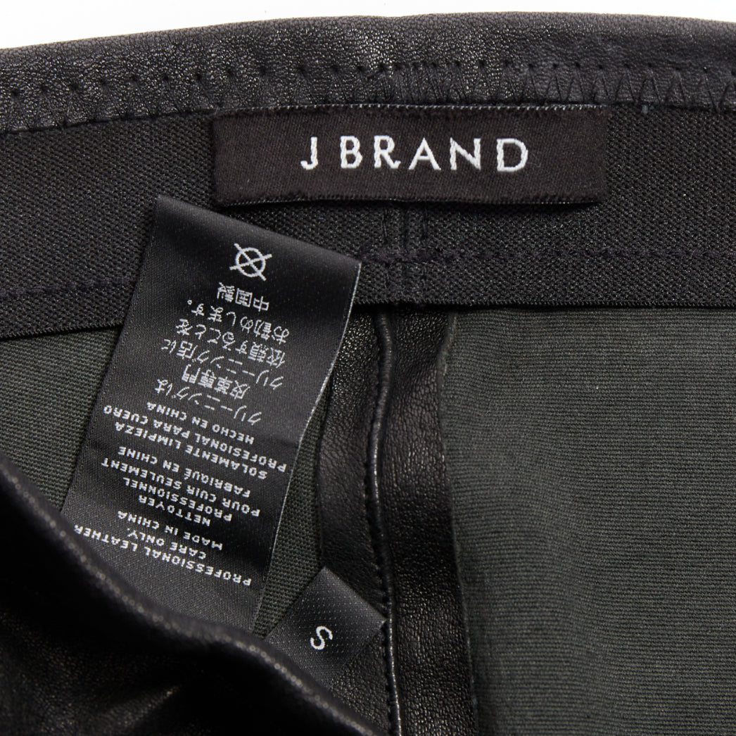 J BRAND black lambskin leather panelled legging pants S
