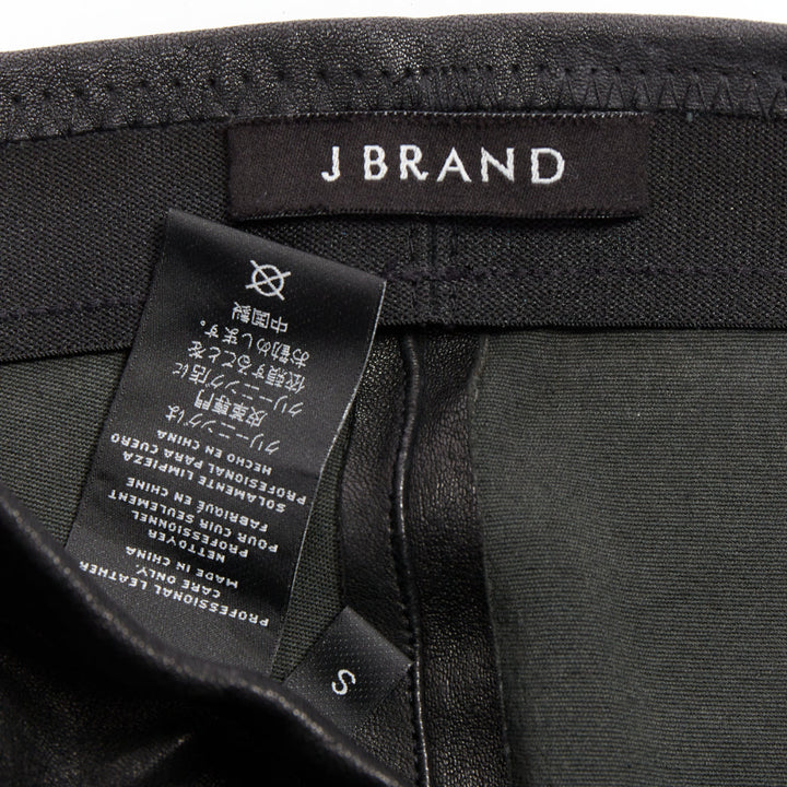 J BRAND black lambskin leather panelled legging pants S