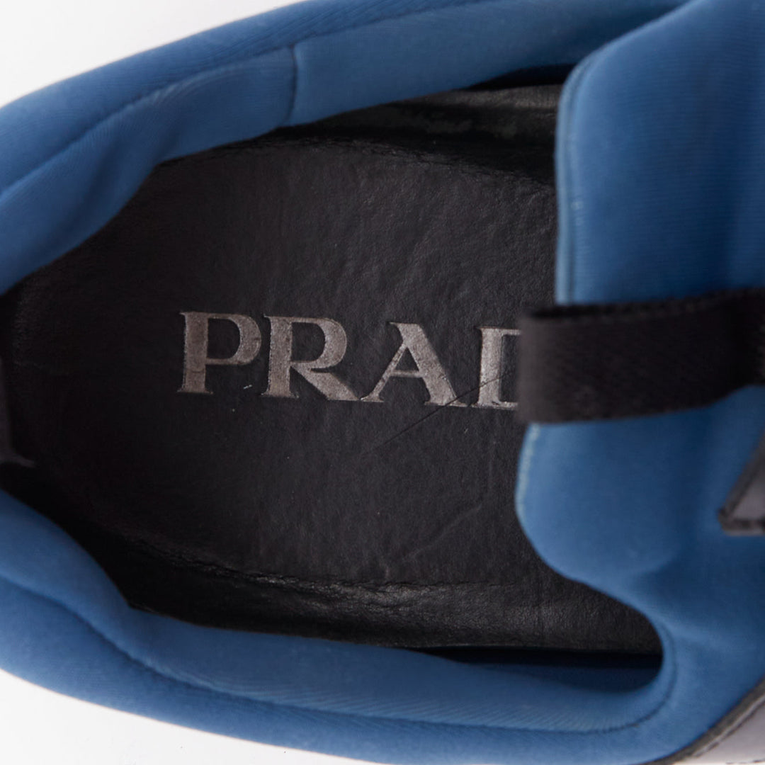 PRADA Prax01 navy black neoprene leather streamline lace up sneakers UK6 EU40