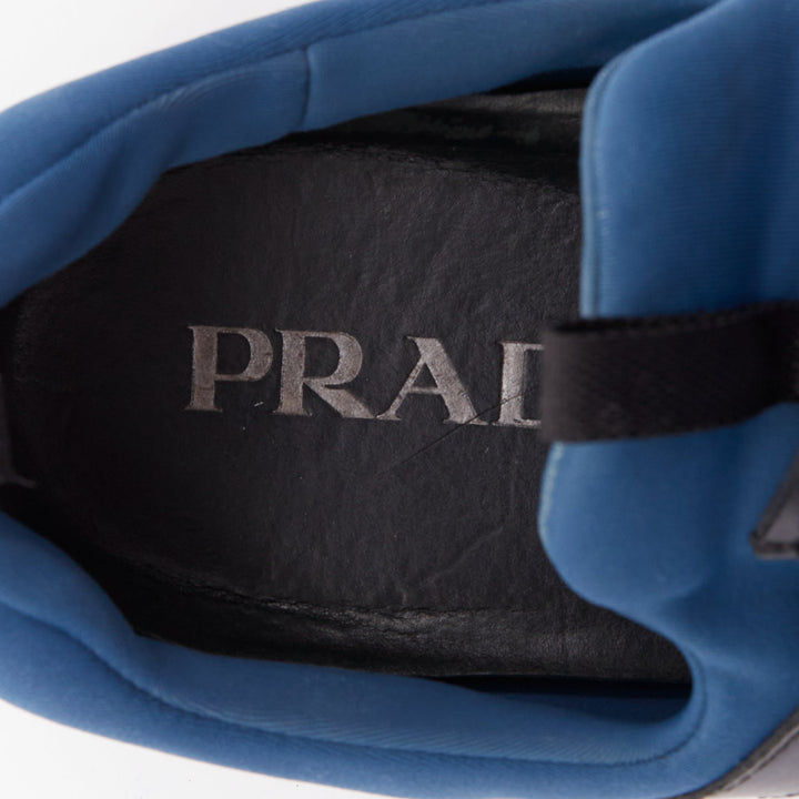 PRADA Prax01 navy black neoprene leather streamline lace up sneakers UK6 EU40
