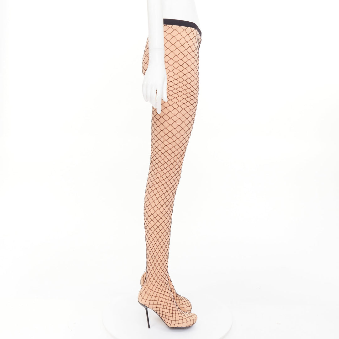 BALENCIAGA Demna Pantashoes nude black fishnet overlay molded toes boots EU38