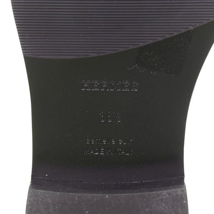 HERMES 2023 Hot Loafer black calfskin palladium Kelly buckle shoes EU38.5