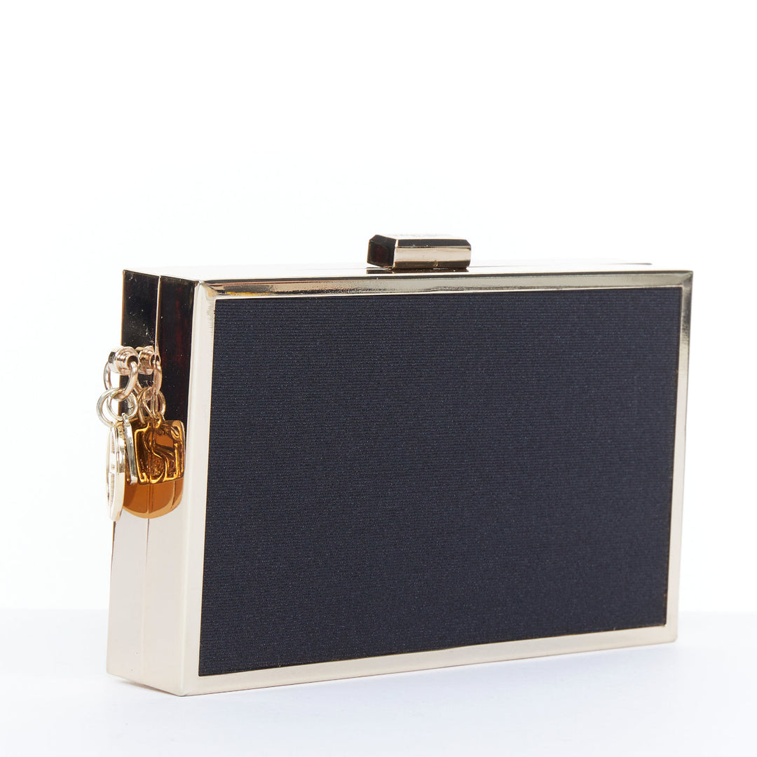 GIORGIO ARMANI 2020 Parfums black canvas gold frame minaudiere box clutch