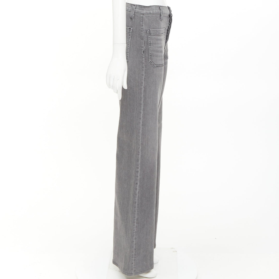 NILI LOTAN Florence grey washed denim patch pockets flare jeans 26"