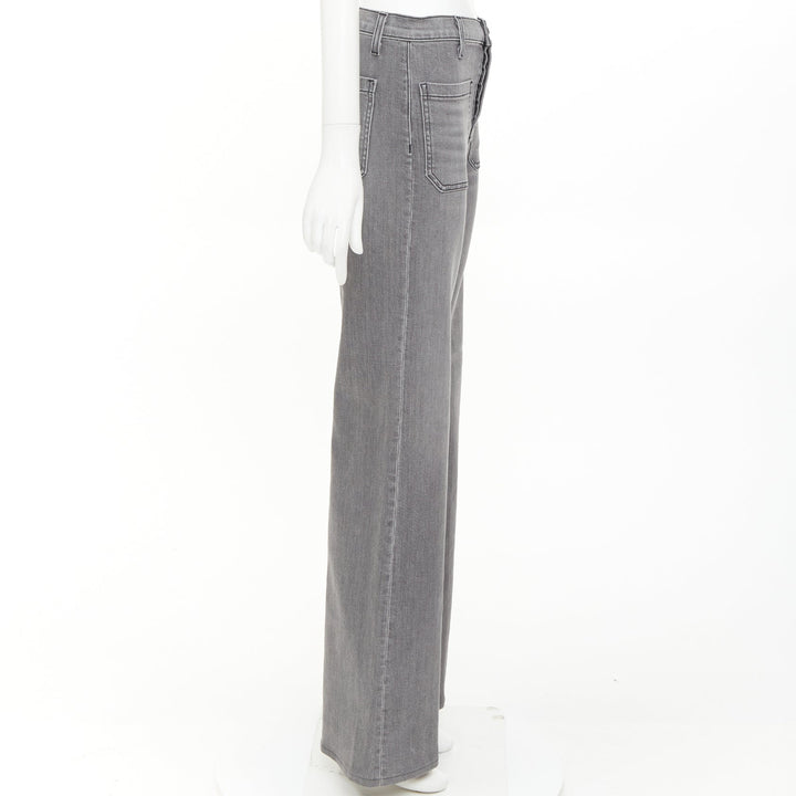 NILI LOTAN Florence grey washed denim patch pockets flare jeans 26"