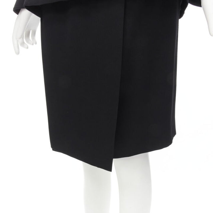 MUGLER Vintage silver bar double breasted contour peplum jacket skirt FR38 S