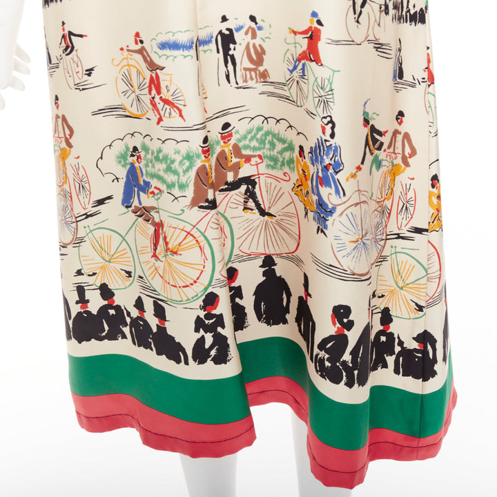 rare CELINE Phoebe Philo cream multicolor mulberry silk cyclist dress FR38 M