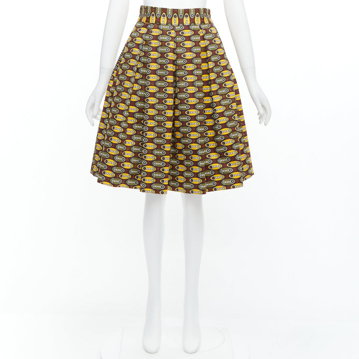 STELLA JEAN multicolor cotton ethnic print high waist flared skirt IT38 XS