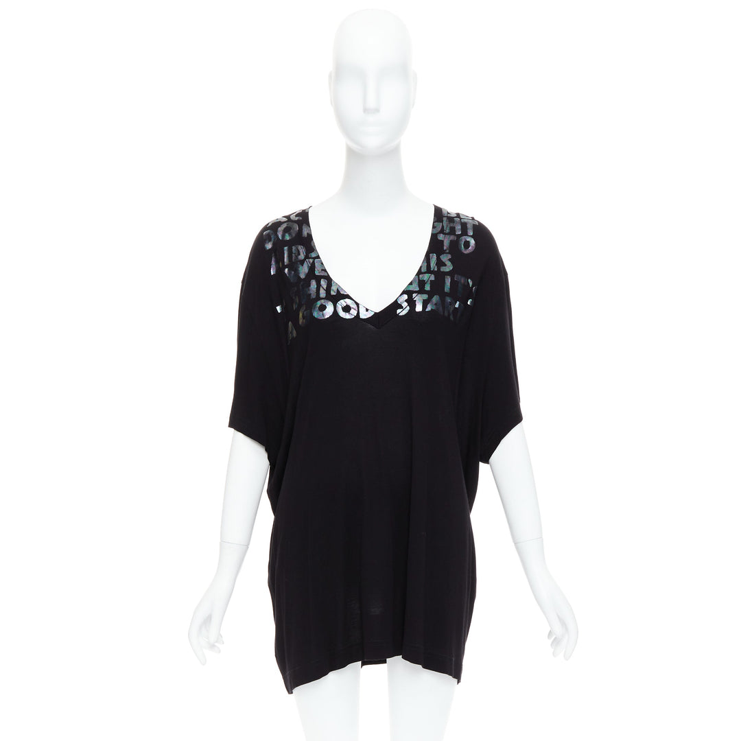 MARTIN MARGIELA MM6 AIDS silver holographic black tunic tshirt top