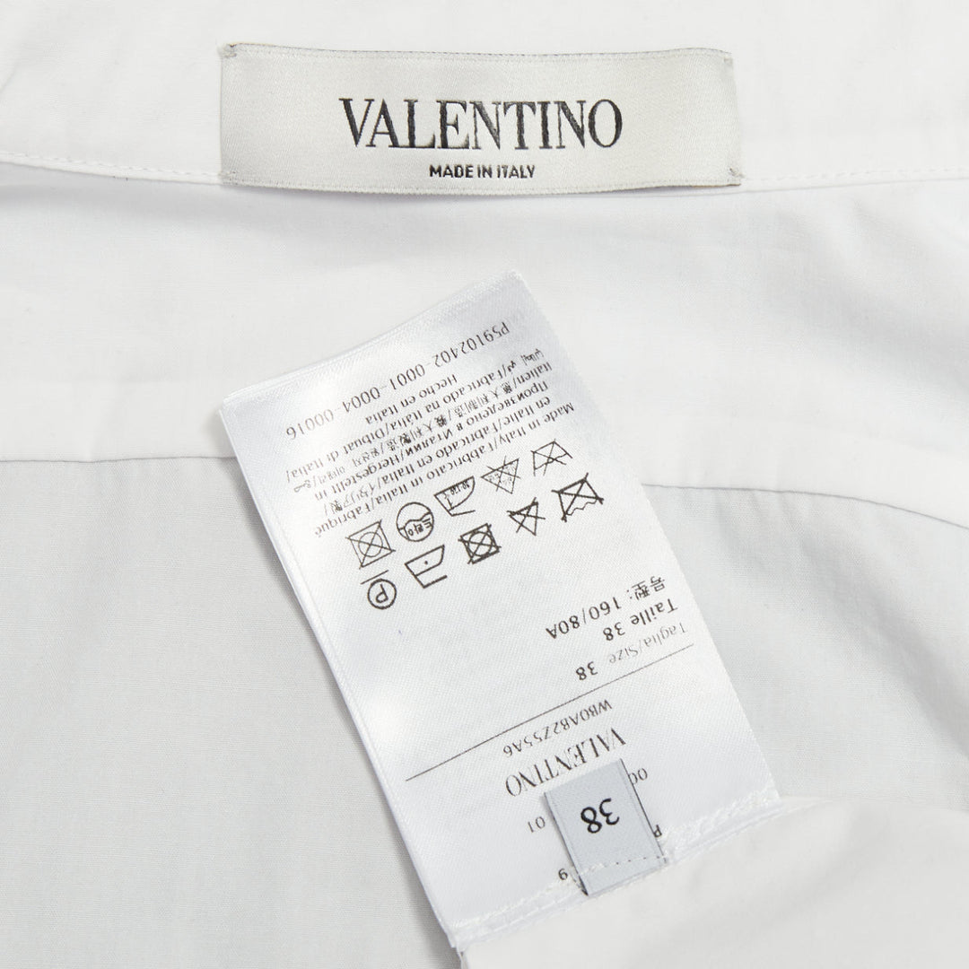 VALENTINO 2021 Point Esprit white black polka dot tulle bow cotton shirt IT38 XS