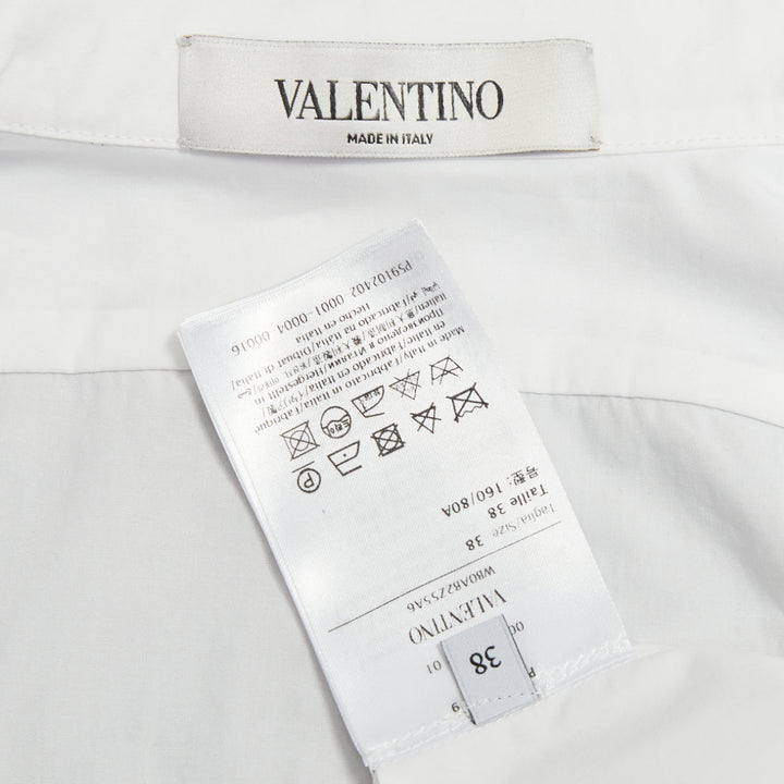 VALENTINO 2021 Point Esprit white black polka dot tulle bow cotton shirt IT38 XS