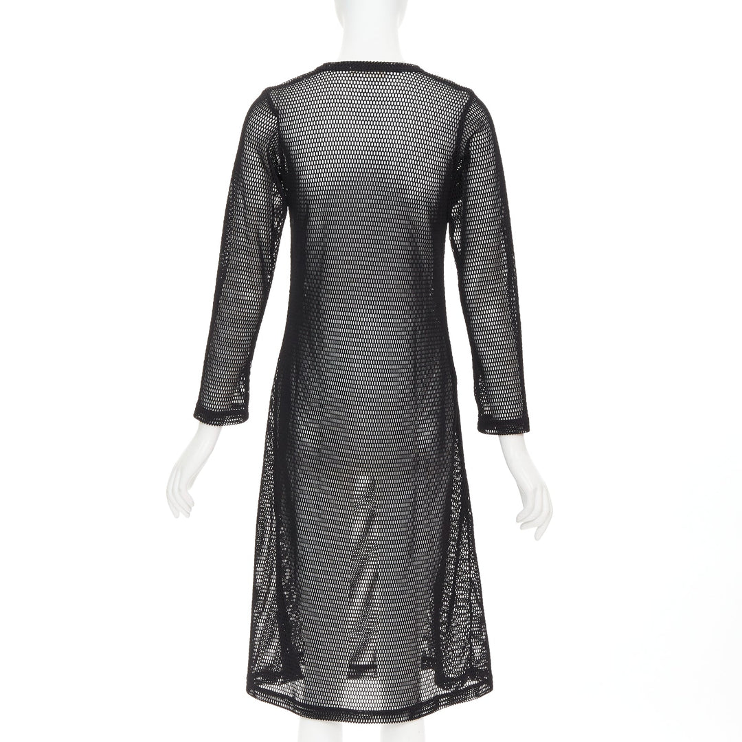 COMME DES GARCONS Alisa Yoffe 2019 white black abstract face net mesh dress XS