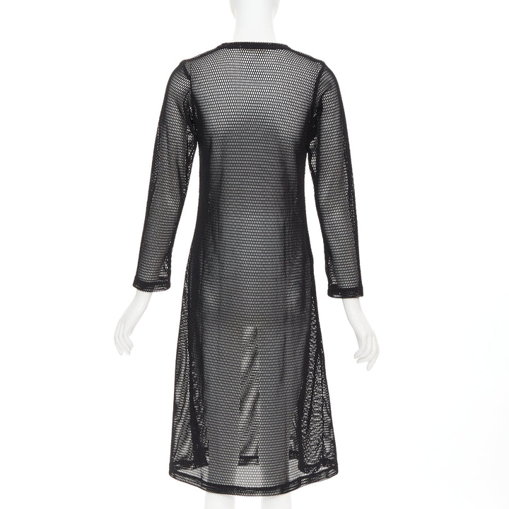 COMME DES GARCONS Alisa Yoffe 2019 white black abstract face net mesh dress XS