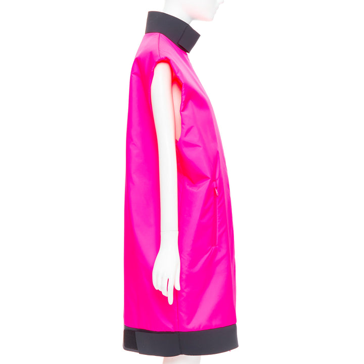 rare PRADA 2018 Runway Look48 neon pink red zip vest dress IT38 XS Celine Dion
