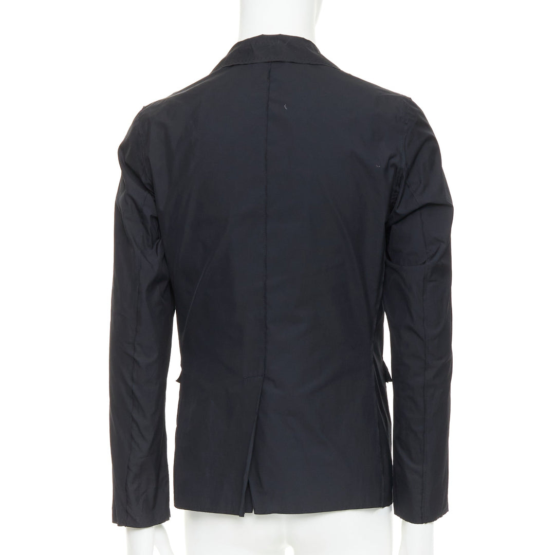 LANVIN black light double layer fabric raw edges blazer jacket FR44 XS