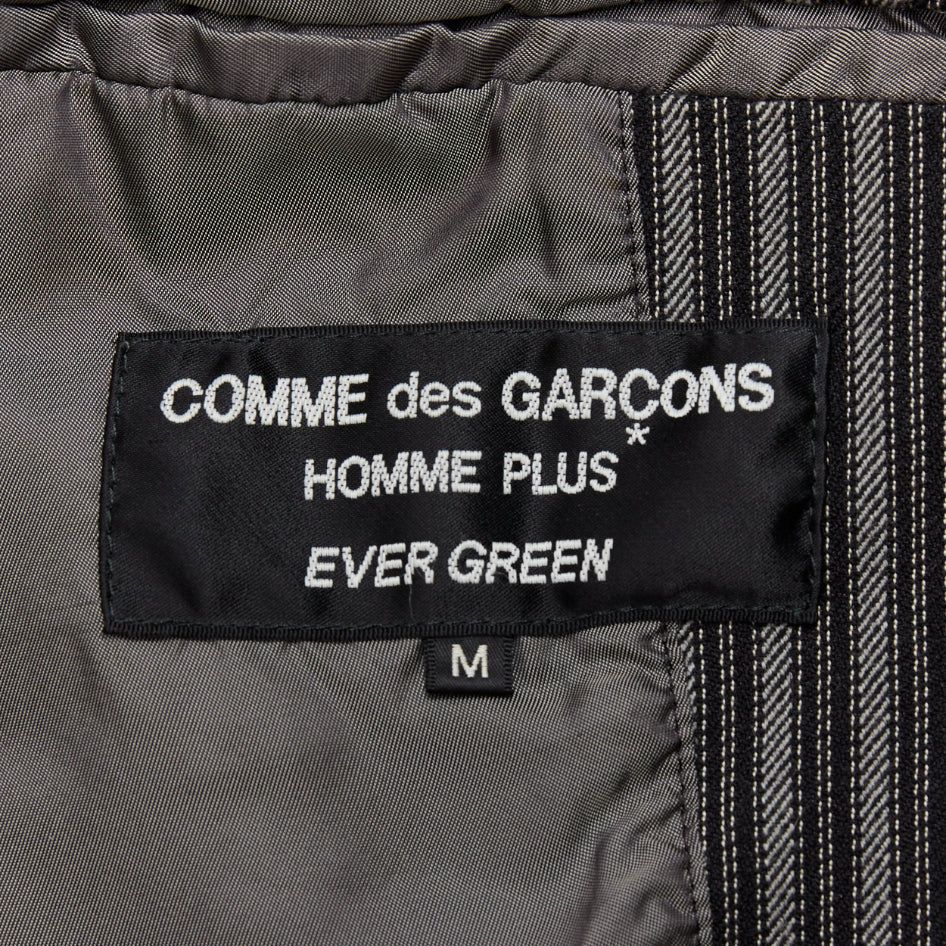 COMME DES GARCONS HOMME PLUS Evergreen grey black striped layered blazer M