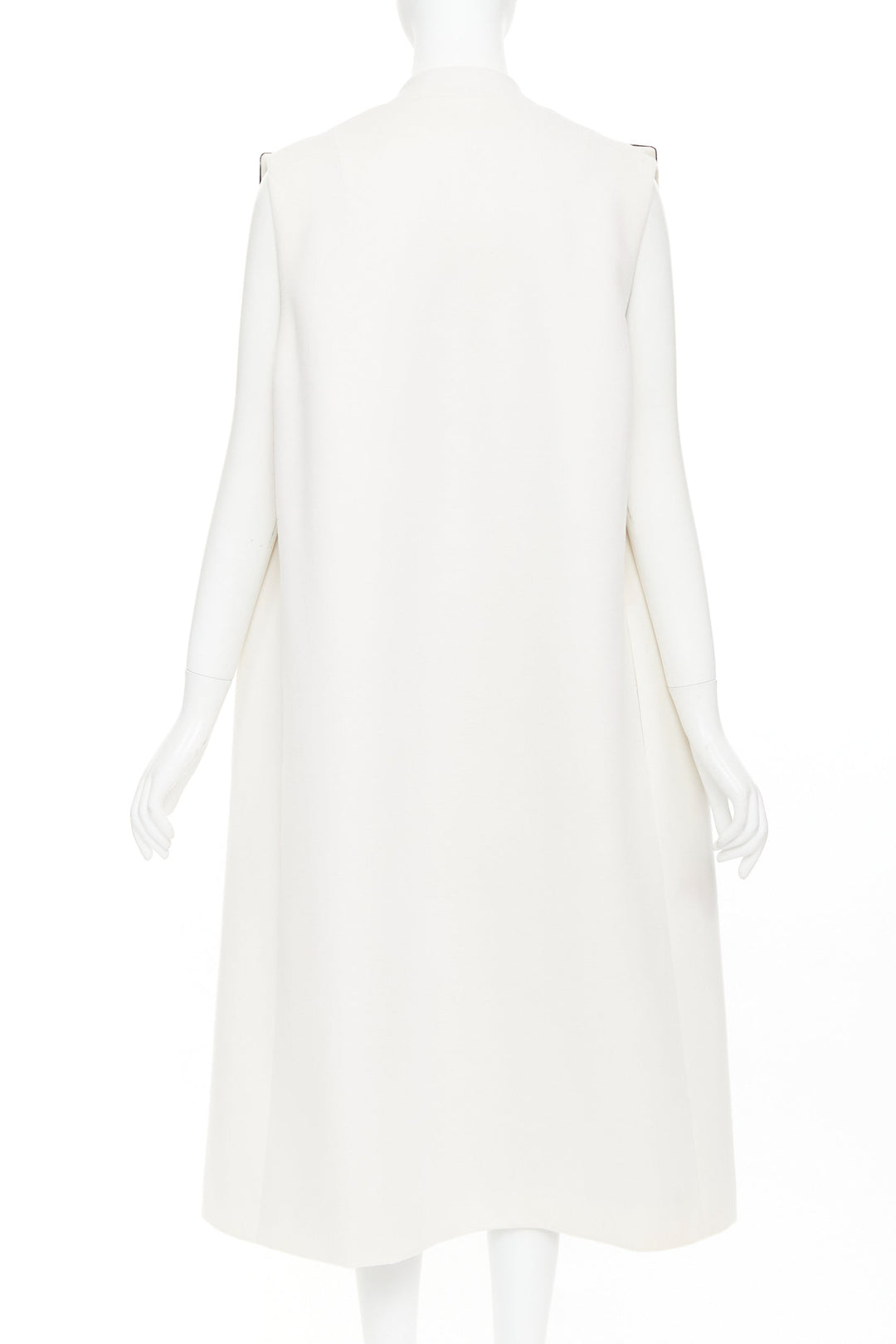 CHRISTIAN DIOR black cream double cashmere bicolor silk lined coat vest FR36 S