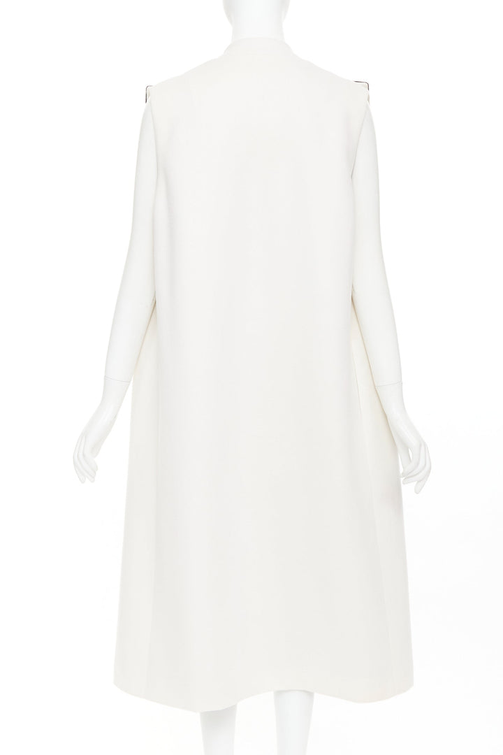 CHRISTIAN DIOR black cream double cashmere bicolor silk lined coat vest FR36 S