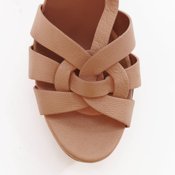 YVES SAINT LAURENT Tribute 105 nude leather platform sandals EU36.5