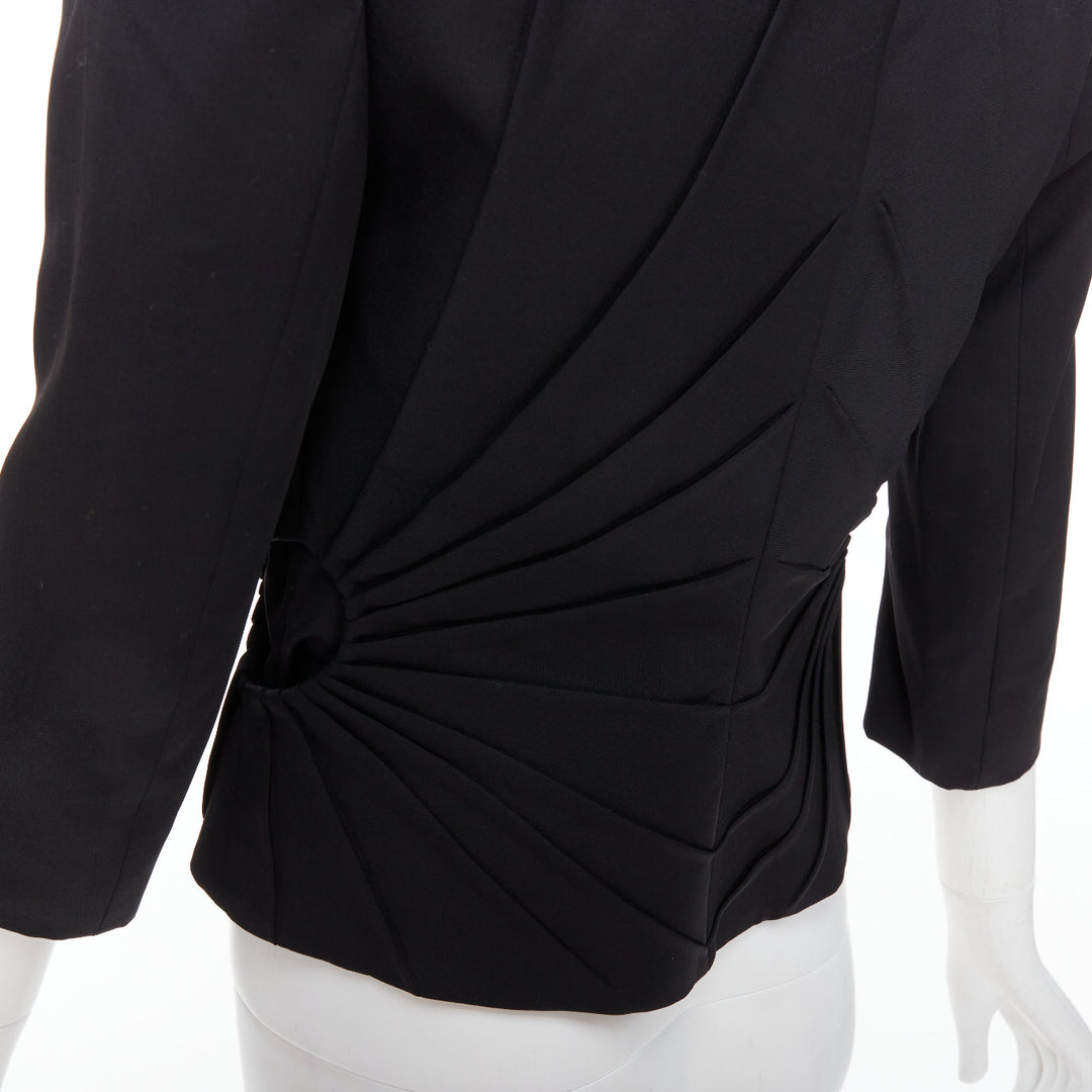 ALEXANDER MCQUEEN 2003 black virgin wool contour pleated dart blazer IT38 XS