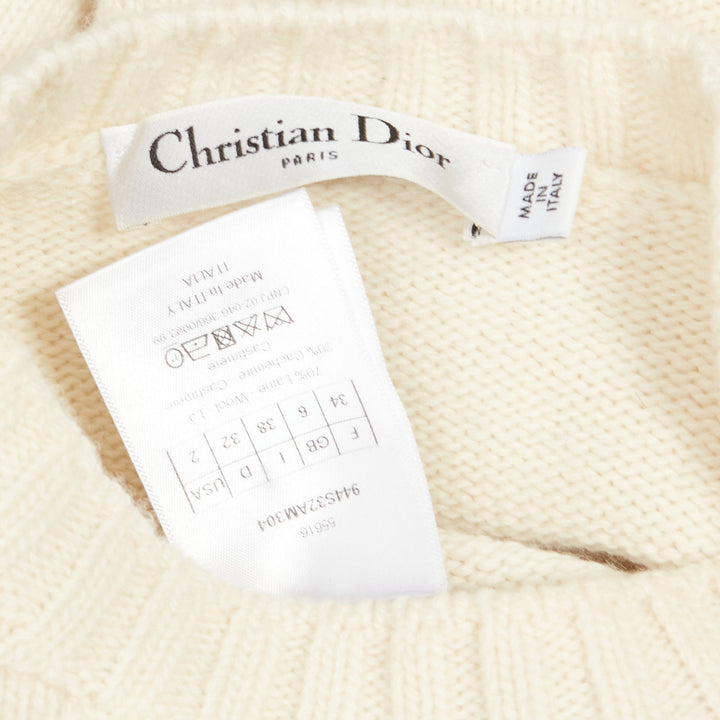 DIOR 2019 wool cashmere cream Rather Be Sailing long pullover sweater FR34 XS
