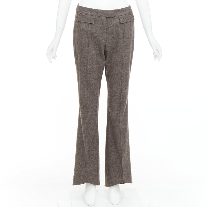 JOHN GALLIANO Vintage grey taupe wool cashmere blend flare suit pants FR40 L