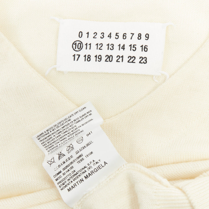 MAISON MARGIELA 100% wool cream V-neck overlay sleeve sweater M