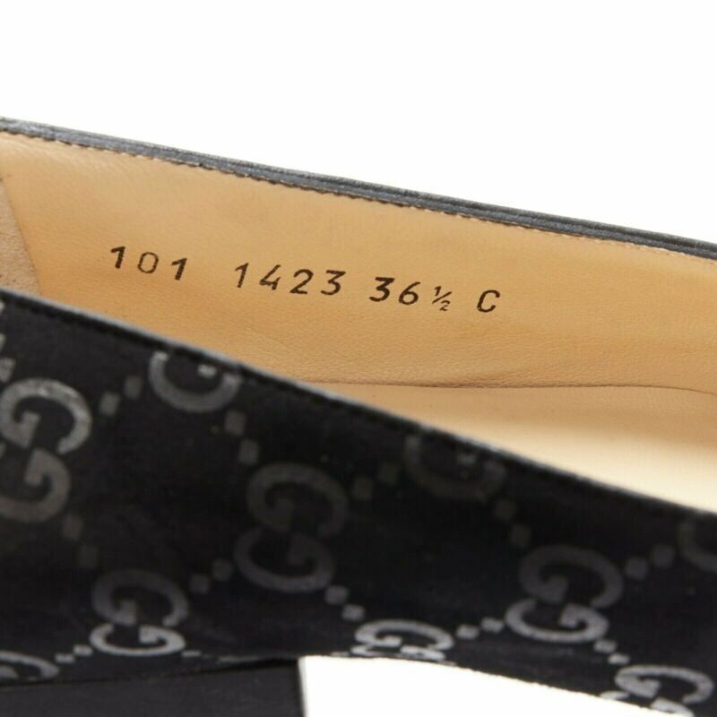 vintage GUCCI black monogram printed black suede square toe loafer EU36.5C