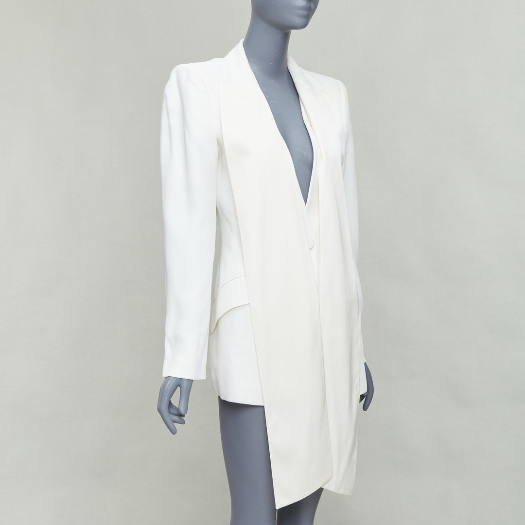 ALEXANDER MCQUEEN 2019 cream silk panel long tuxedo blazer jacket IT42 M