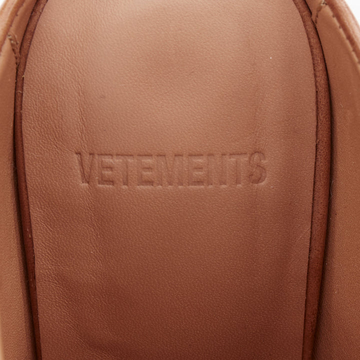 VETEMENTS Highlighter brown leather blue architectural heel mules EU35