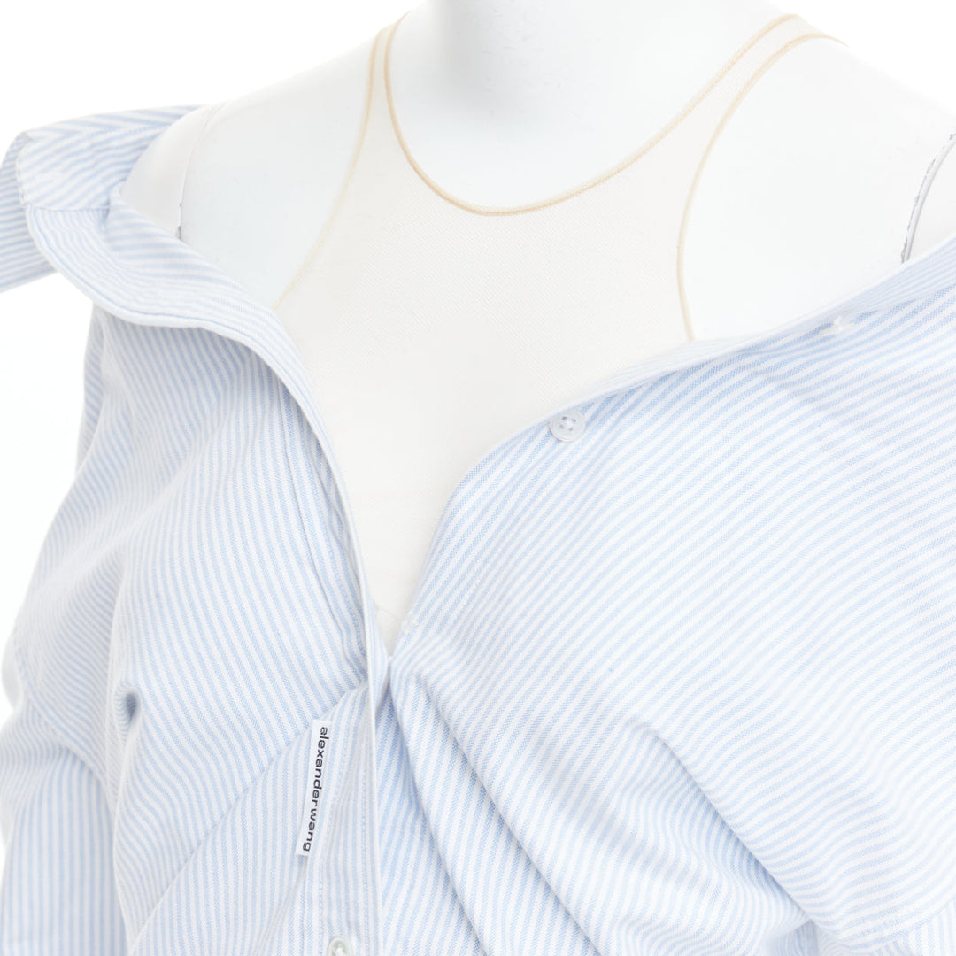 ALEXANDER WANG T blue striped Falling illusion deconstructed shirt XS