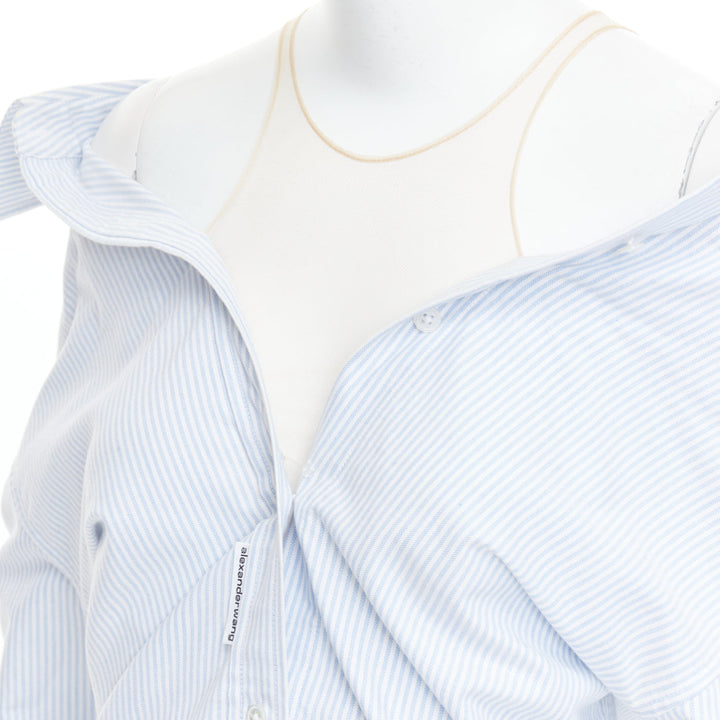 ALEXANDER WANG T blue striped Falling illusion deconstructed shirt XS