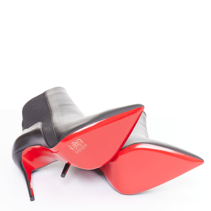 CHRISTIAN LOUBOUTIN Chelsea Chick Booty 100 black gusset ankle boots EU38 US8