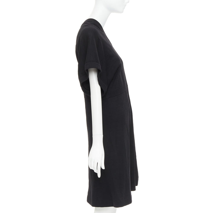 COMME DES GARCONS 2014 black 100% wool deconstructed tshirt one shoulder dress S