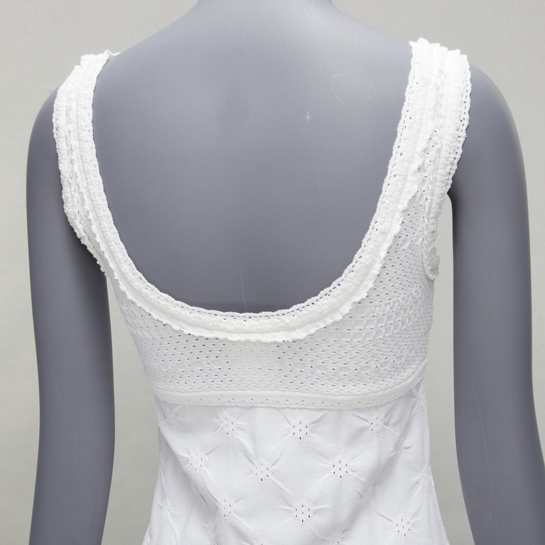 CHANEL Karl Lagerfeld 2011 CC buttons white lace knitted mini dress FR34 XS