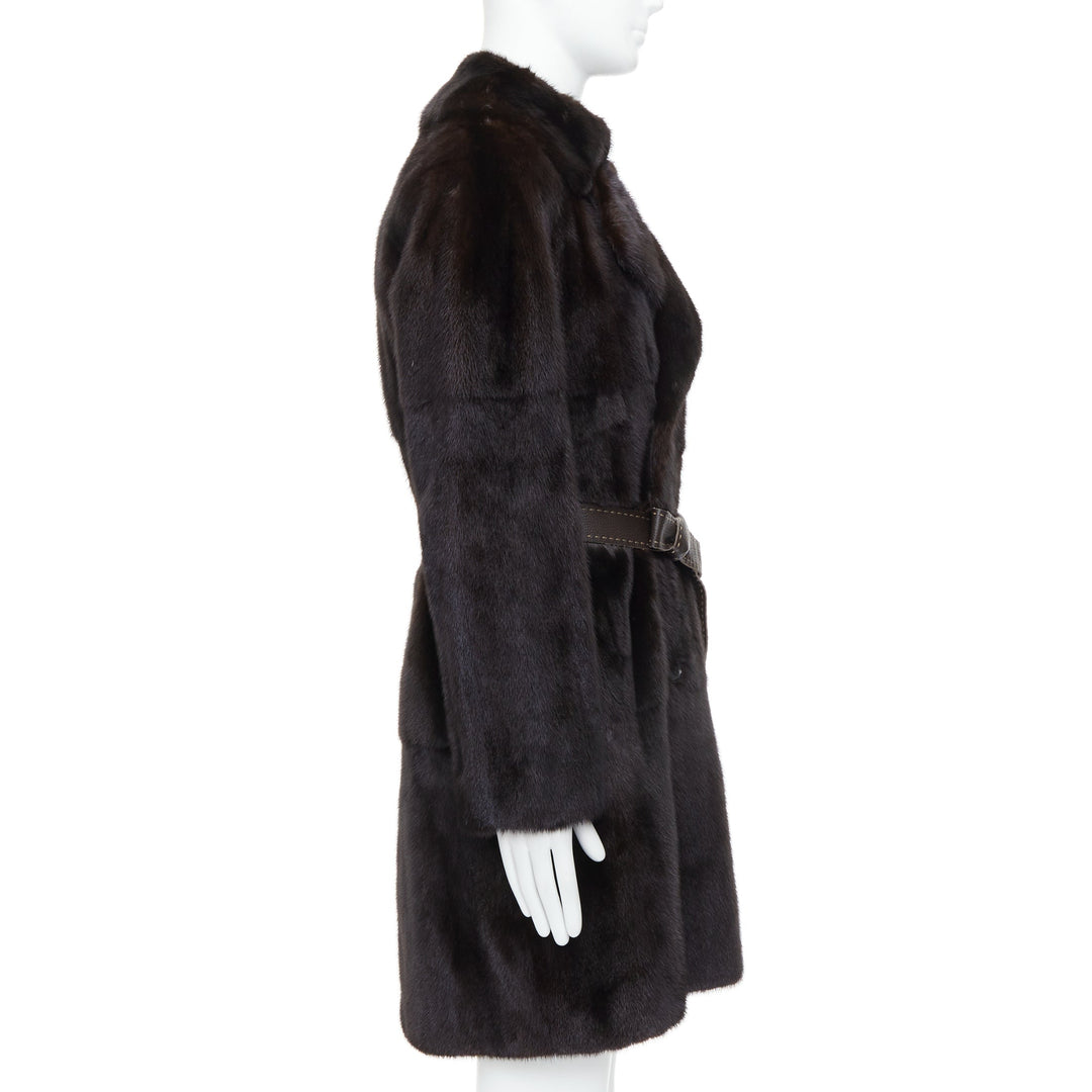 Male mannequin wearing Fendi CA0141030 Brown Fur Men Coat in Size IT48 | Available at JHROP