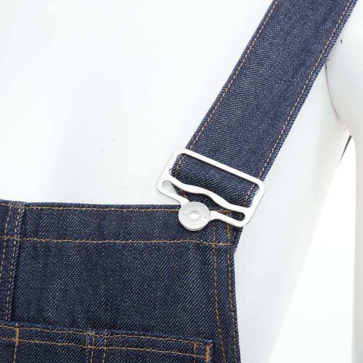 CHRISTIAN DIOR oblique cuffed dark blue raw denim straight overalls FR36 S