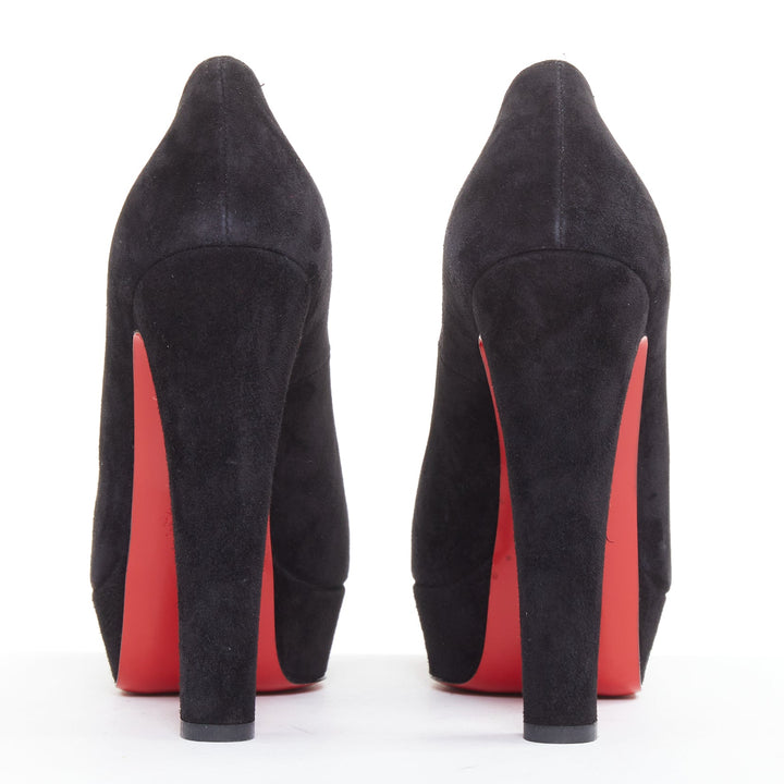CHRISTIAN LOUBOUTIN Bibi 140 Veau Velours black suede platform pumps EU37.5