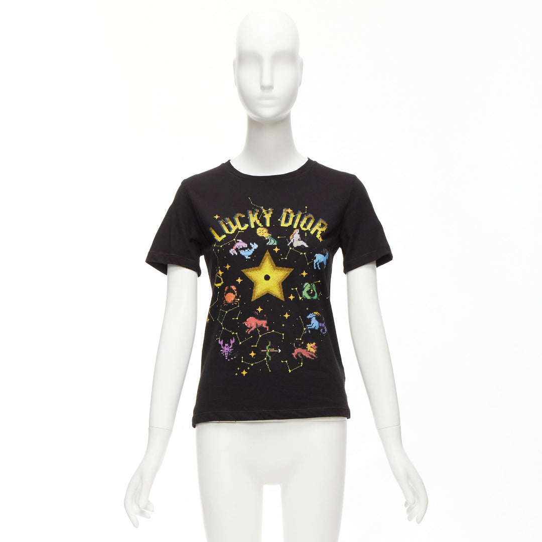 DIOR Lucky Dior yellow logo astrology star bee print crew neck tshirt XS