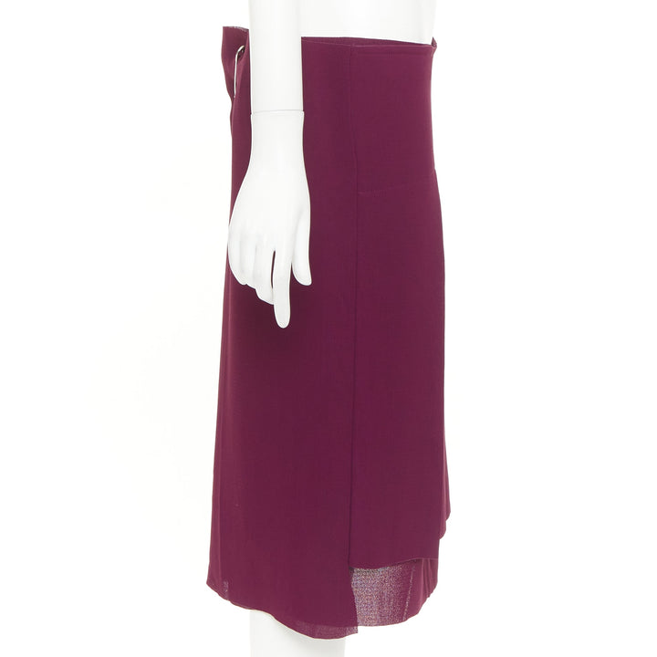 COMME DES GARCONS 1998 Vintage burgundy layered darted pleat self wrap skirt S