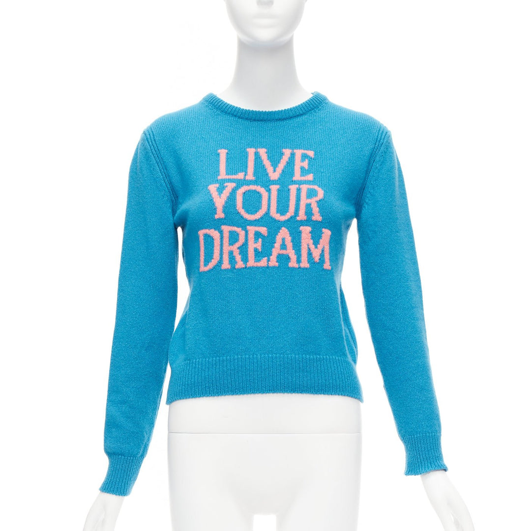 ALBERTA FERRETTI Live YOur Dream blue pink cashmere cropped sweater IT38 XS