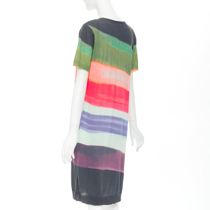 DRIES VAN NOTEN 2021 Len Lye  Runway multicolor  shoulder pad tshirt dress S