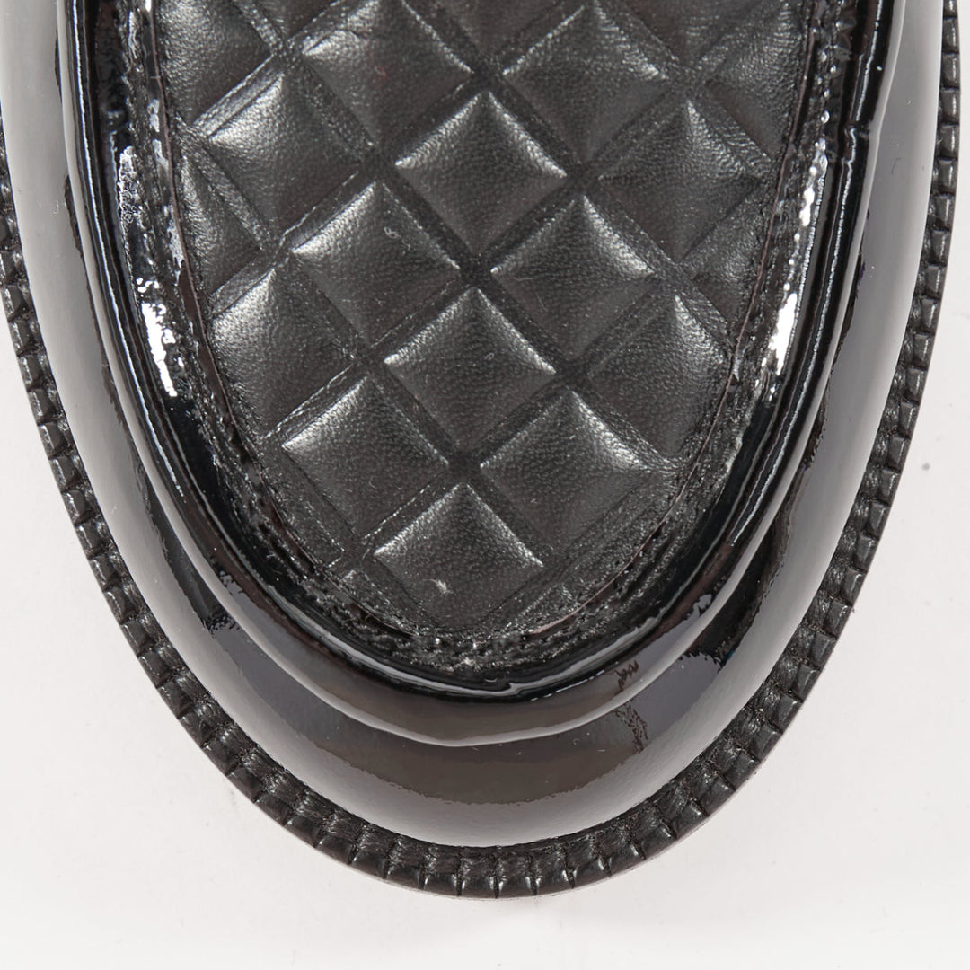 CHANEL 2017 Paris Havana black matelasse quilted panel derby oxfords EU38.5C