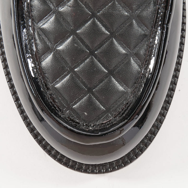 CHANEL 2017 Paris Havana black matelasse quilted panel derby oxfords EU38.5C