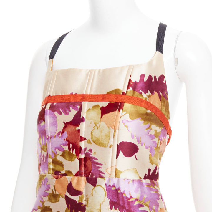 rare PRADA 1999 Runway Vintage neoprene duchess floral bondage dress IT38 XS